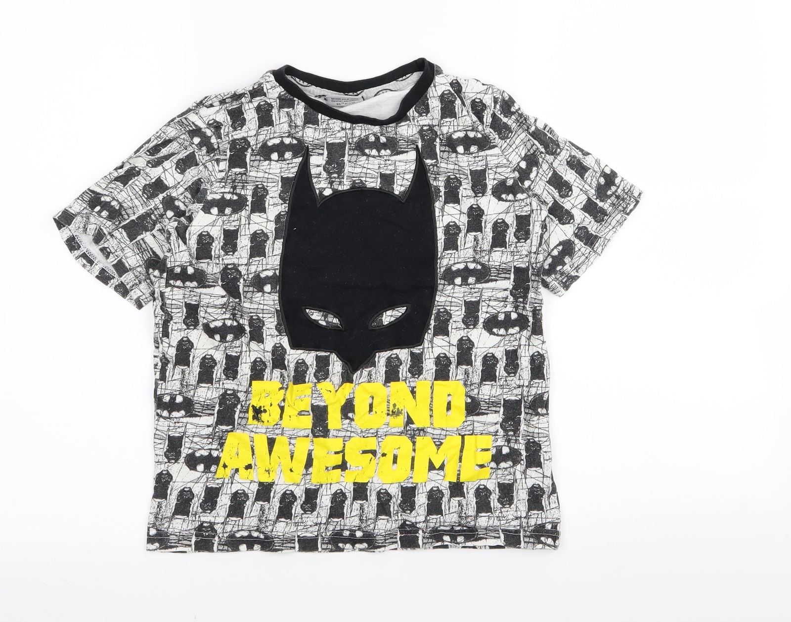 Batman Boys White Cotton blend T-Shirt Size 9-10 Years