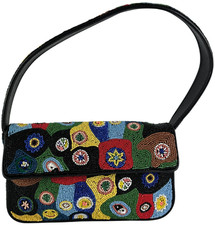 STAUD Tommy Beaded Bag Black Millefiori Shoul...