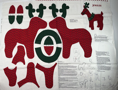 VIP Cranston Jingles Stuffed Reindeer Christmas Fabric Panel DIY
