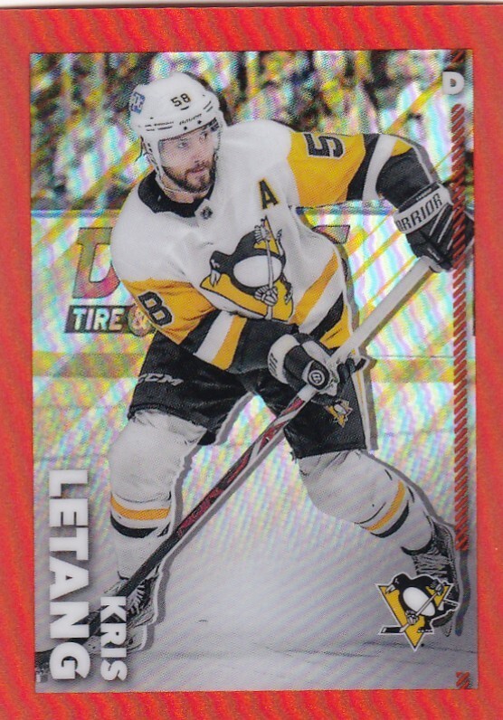 2022-23 Topps Chrome NHL ORANGE  Sticker #387 KRIS LETANG-PENGUINS /25 MADE