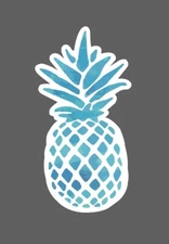 Pineapple Sticker Blue Waterproof Food Fruit Beach Tropical Gift NEW