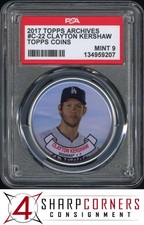 2017 TOPPS ARCHIVES TOPPS COINS #C-22 CLAYTON KERSHAW POP 3 PSA 9