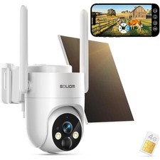 Wireless Outdoor 4G LTE Cellular Security Camera Solar Powered No WiFi Needed 2K
