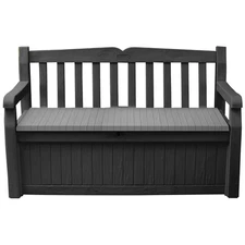 Elegant Solana 70-Gallon Storage Bench Deck Box - Graphite Outdoor Seating