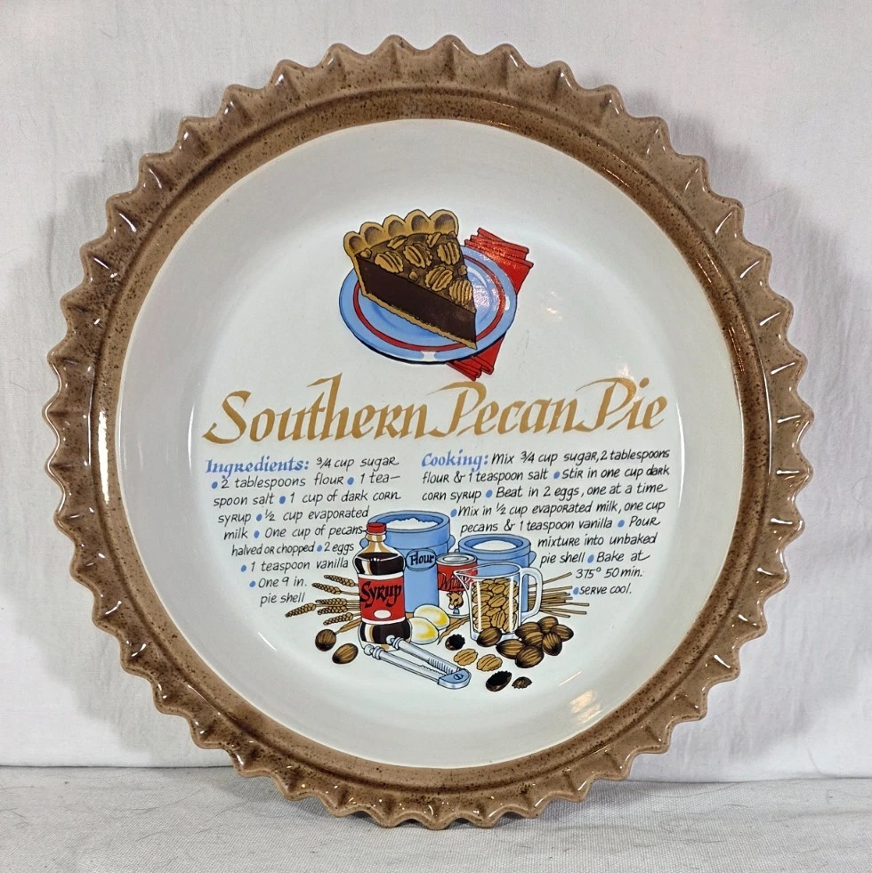 VTG " Southern Pecan Pie" Plate with Recipe ceramic Japan