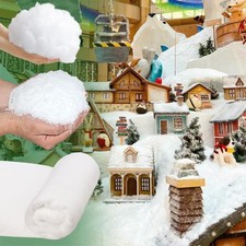 Christmas Fake Snow 3-Piece Set Decorations, Snow Blanket Roll, Artificial Sn...