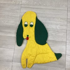 VINTAGE Soft Puppy Dog Wall Hanging Decor Green Yellow