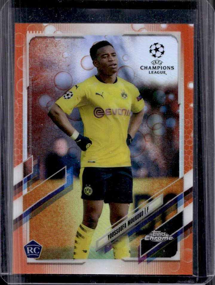 2020-21 Topps Chrome UEFA Youssoufa Moukoko RC Orange Bubbles #55