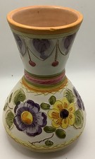 VINTAGE DERUTA Stil italienische HANDBEMALTE BLUMENKNOSPENVASE 6" signiert AZ Firenze