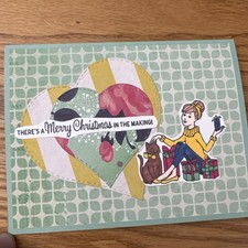 Stampin Up Handmade Card Christmas Vintage-Look 5.5 x4.25 Non-trad Colors