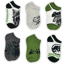 Jurassic World, Boys No-Show Socks  6-Pack  Sz Small 4.5-8.5 