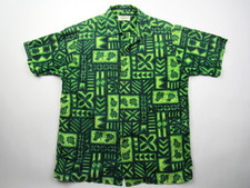 Vtg 1960's Gentry Neck Loop Hawaiian Shirt Sz M Aloha Cotton Tribal 60s 50s