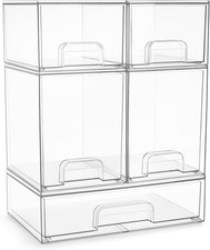 Stackable Storage Bins Set for Bathroom Organization - Clear Acrylic Drawer