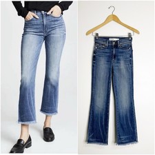 AYR Bomb Pop Straight Leg Ankle Jeans 23 Short Bamba Frayed Hem