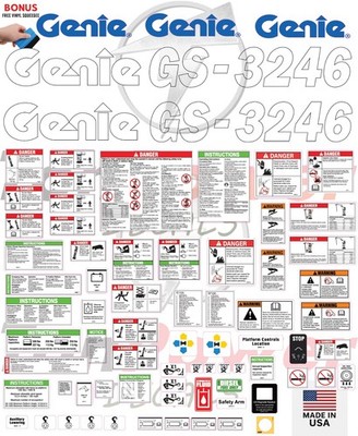 Fits Genie GS-3246 Scissor Lift Decal Kit   Laminated 3M Vinyl / Free Shipping