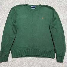 Polo Ralph Lauren Sweater Mens XL Green Cotton Crewneck Knit Pullover Classic