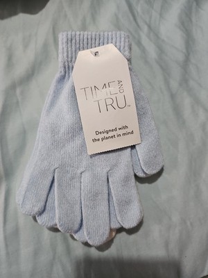 Time and Tru Women's2 Pack Gloves White Blue One Size Fits Most New with Tags