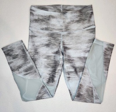 Under Armour Women's Heatgear Workout Leggings Blue Gray Marble Mesh Sides M