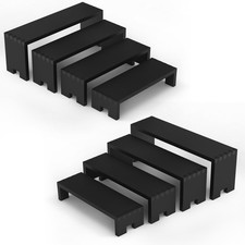 2 Set 8Pcs Large Display Riser Black Wood Risers Wooden Display Stand 4Tiered...