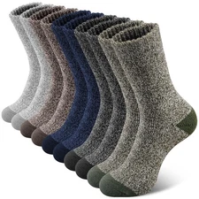 5 Pairs Merino Wool Socks for Men, Super Thick Hiking Thermal Socks for Cold ...