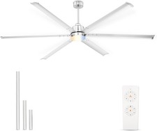 84 Inch Ceiling Fan with Light, Industrial Aluminum Blades, DC Motor 6 Speed Rev