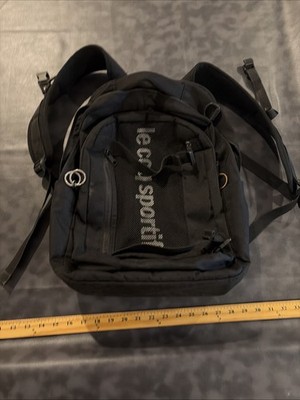 Le Coq Sportif Black Padded Backpack Laptop Bag EUC See Photos