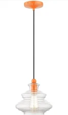Livex Lighting,52831-77,Everett - Shiny Orange Incandescent Steel Pendant Light