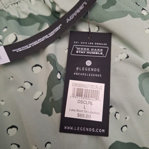 Legends Shorts Mens Large Camo Luka 7” Linerless Performance Gym Running NWT - Picture 5 of 5