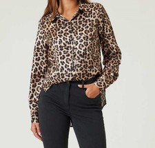 Bluse Braun 38 Damen Satinbluse eodruck "leopard" UVP: 79,99€ 4.5395