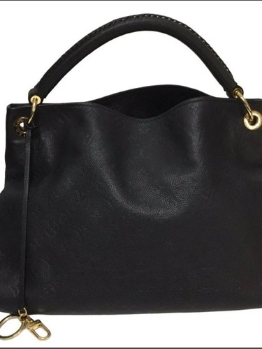 Louis Vuitton Artsy Black Leather Shoulder Bag with Gold-Tone Hardware