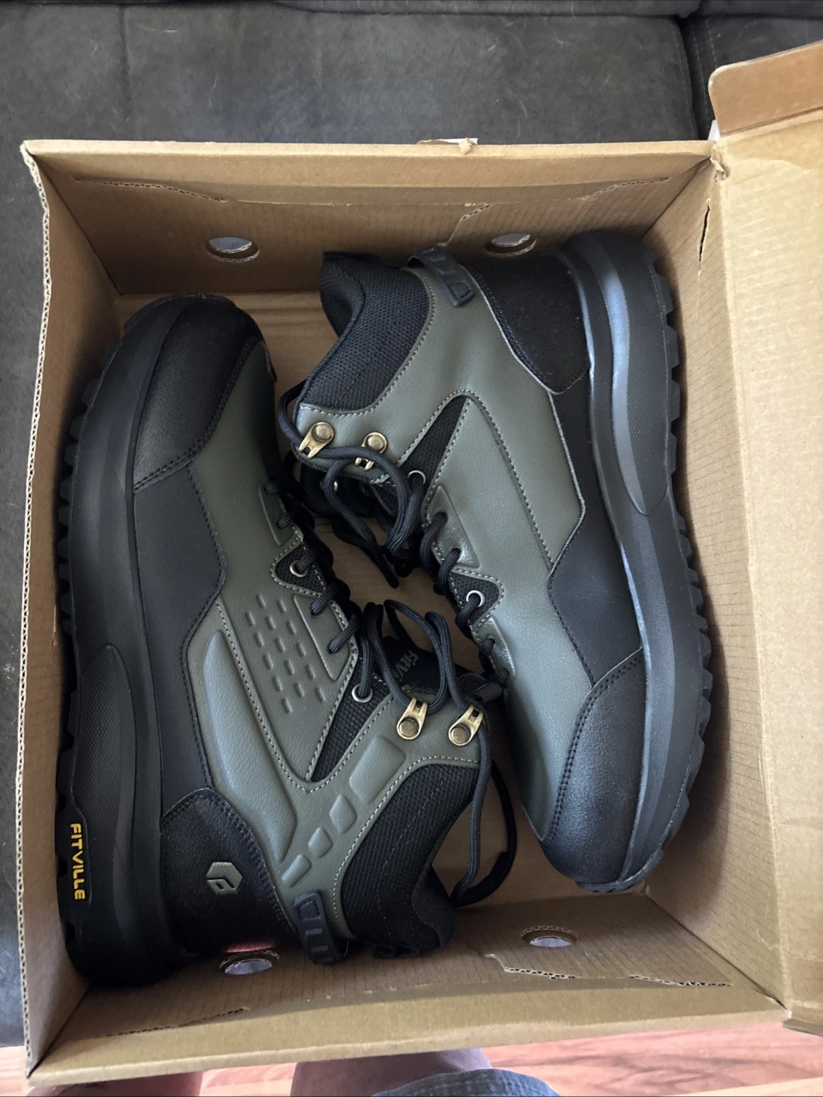 FitVille Mens 10 EW Hiking Boots Outdoor Trails Sneakers Non-Slip