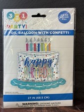 321 Party Foil Balloon - Birthday Cake With Confetti - 27 Inches