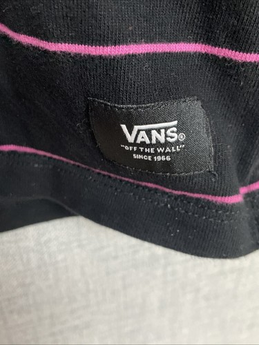 Vans Camicia Uomo Manica Lunga Nero Viola Righe Pullover Top Taglia S - Foto 10 di 12
