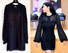 23K CHANEL BLACK KNIT MINI DRESS LONG SLEEVE 40