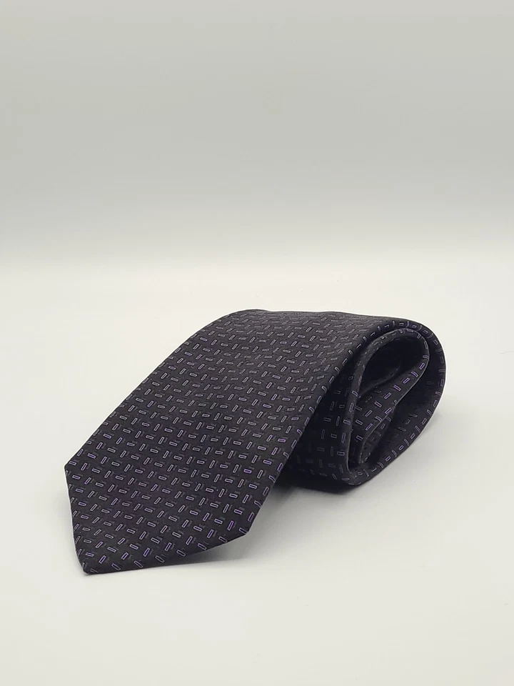 Corbata de seda hecha a mano Zanahoria and Gibbs EE. UU. negra púrpura audaz formal Foto 3 de 4