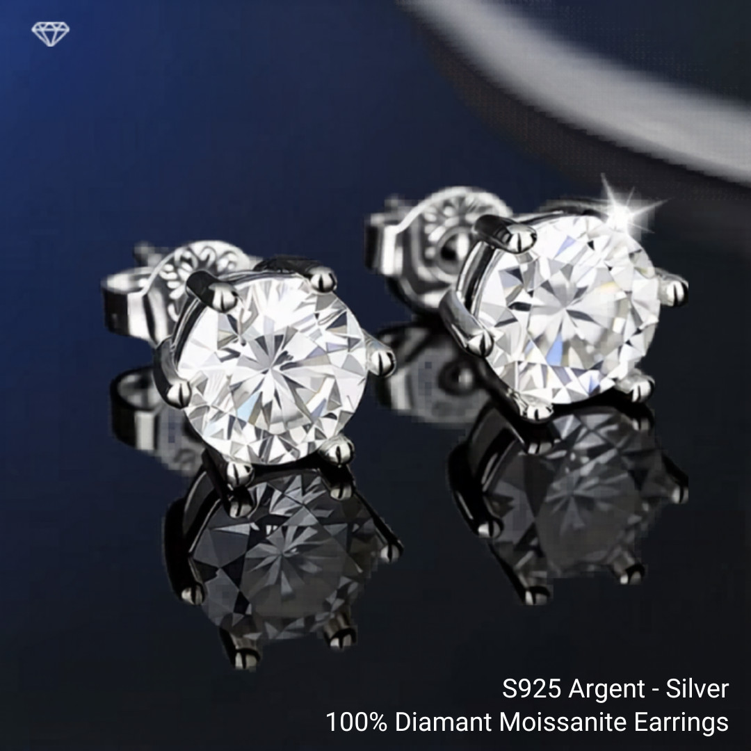 Boucles d'oreilles moissanite éclatante pour tenue de soirée chic