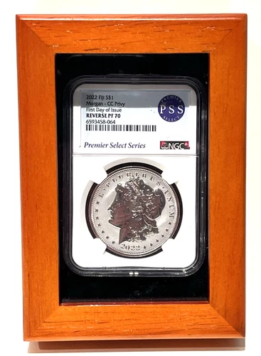 2022 FIJI CC PRIVY REVERSE PROOF MORGAN DOLLAR NGC PF70 FIRST DAY OF ISSUE +Case
