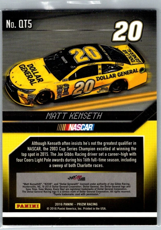 2016 Panini Prizm Qualifying Times #5 Matt Kenseth - Image 2 of 2