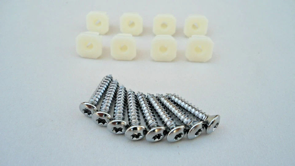 8 TORNILLOS DE BISEL/REJILLA CROMADOS VINTAGE NUEVOS GRAND PRIX CUTLASS SUPREME 442 OLDS ETC Foto 2 de 3