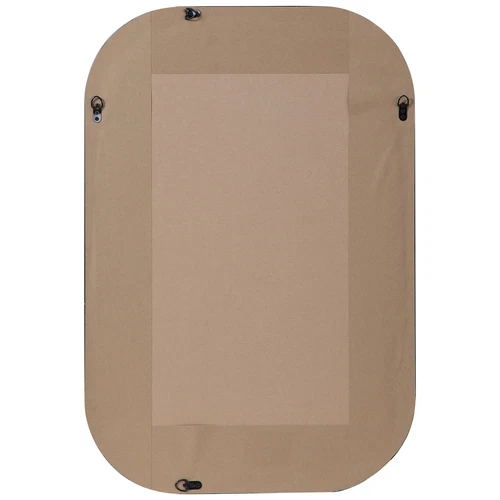 Mid Century Modern Rounded Wood Oval Wall Mirror, Vanity Geometric Retro Dark - Picture 5 of 5