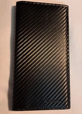 Casmonal Leather Checkbook cover black carbon filter for men or women New