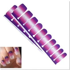 Jaysea Nails Polish Strips - Color Purple Pink Ombre Street Nail Art Wraps, B4G1