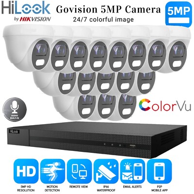 HIKVISION 5MP COLORVU AUDIO MIKROFON CCTV SICHERHEIT AUSSENBEREICH INNEN KAMERA SYSTEM KIT