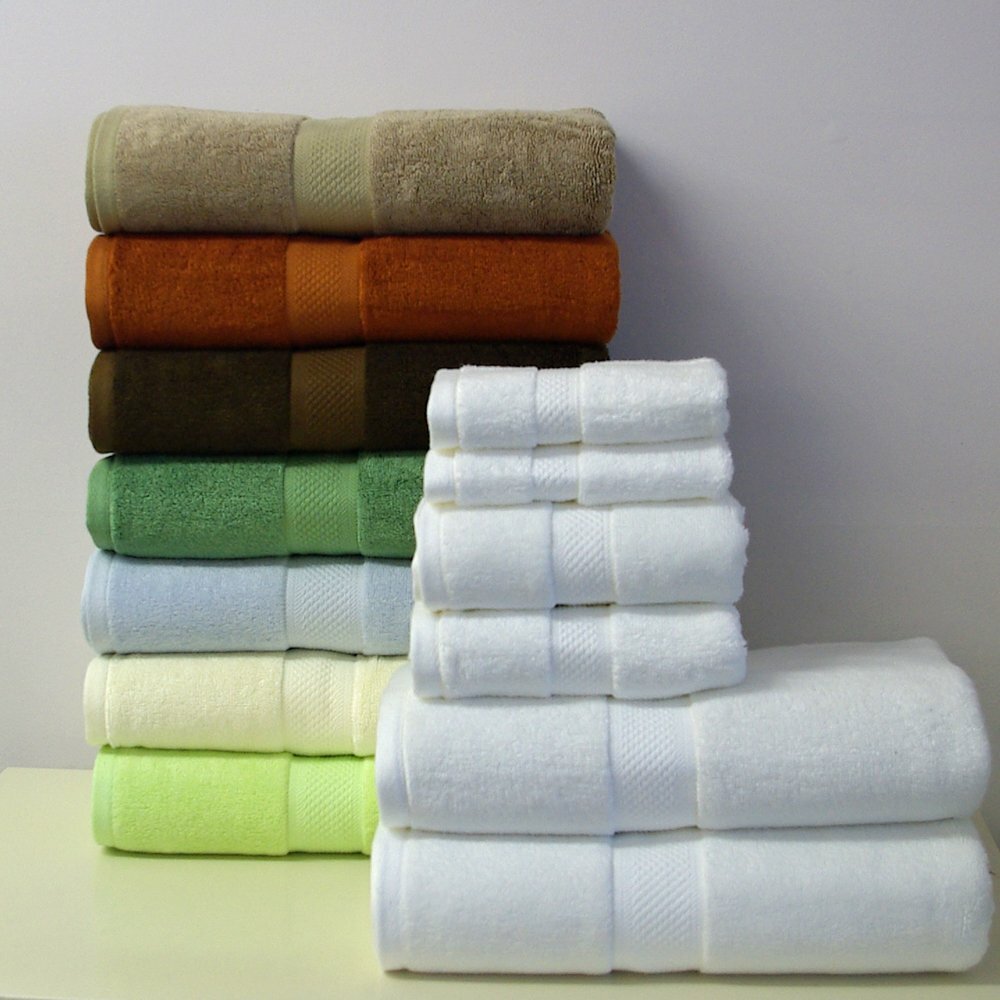 6 Piece Rayon from Bamboo Cotton Blend Towel Set, Soft and Absorbent , White - Blue Nile Mills