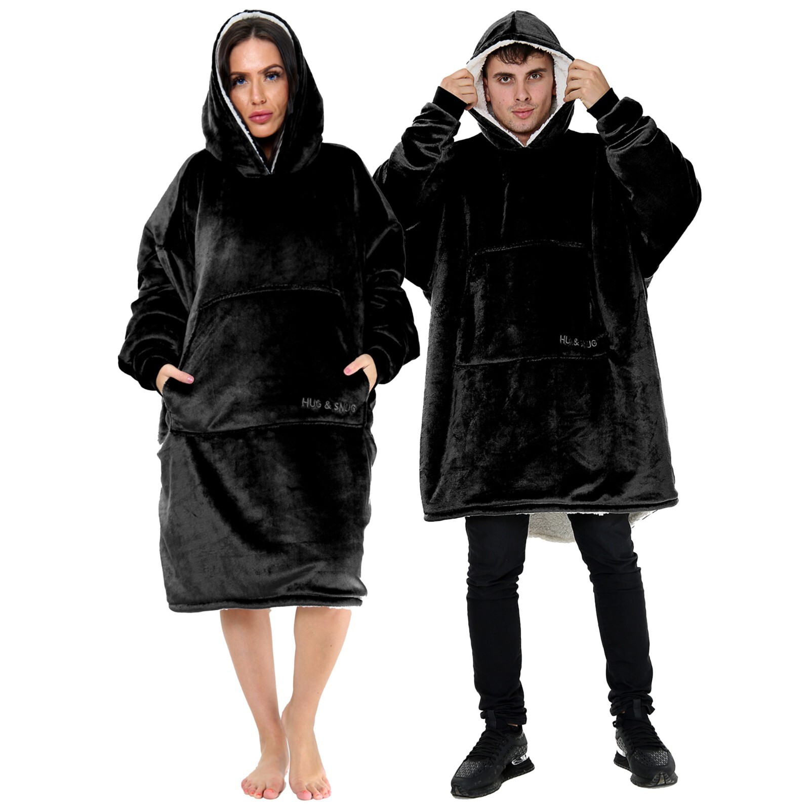 Oversized Fleece Hoodie Fluffy Warm Sherpa Giant Snuggle Hooded Blanket