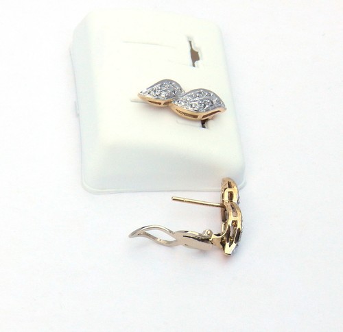 1/3 CWT DIAMONDS 14K WHITE YELLOW GOLD CLIP BACK HANDMADE EARRINGS NIB # P32 - Picture 5 of 5