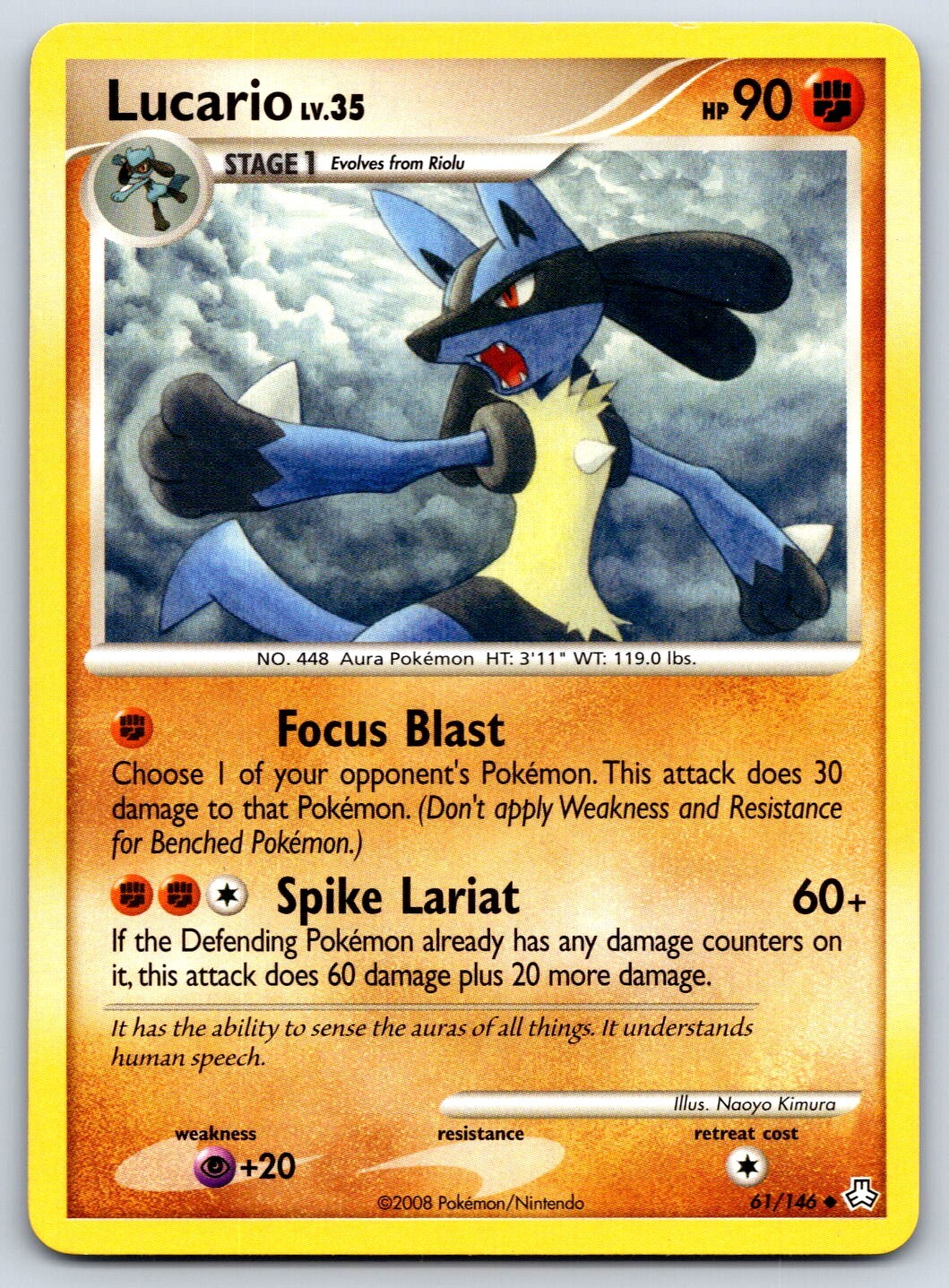 Lucario - DP Legends Awakened 61/146 Naoyo Kimura Pokemon Card MP