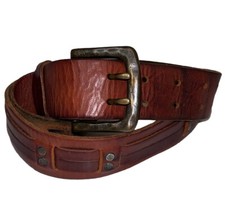 Unisex 3D Brown Genuine Leather Belt - Made in China - Medium 33  -37  