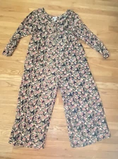 Sostanza Wide Leg Jumpsuit Floral Small Rayon India 80’s 90’s Vintage Cottage