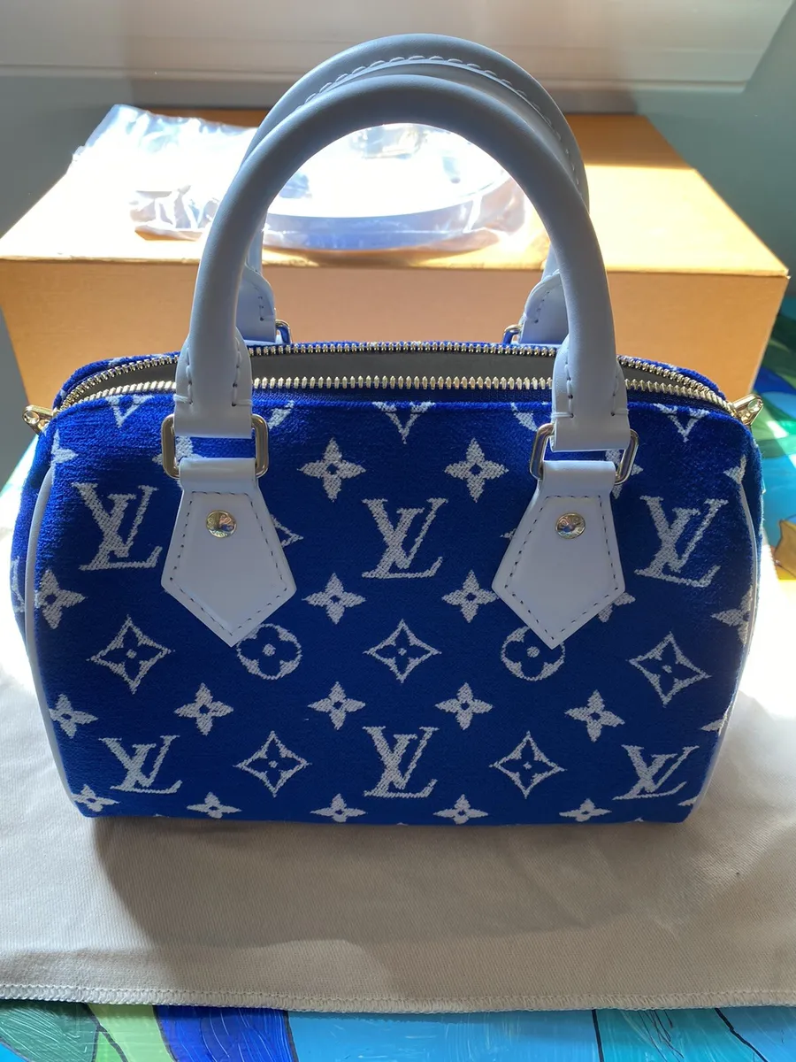 New Louis Vuitton Blue White Monogram Speedy 20 Bag NWT 100% Authentic Rare  2022